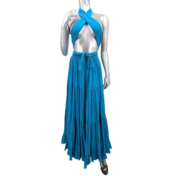 Vintage 1990's ANNA KONYA Renaissance Fair Gypsy Tiered MAXI SKIRT Crinkly Gauze - Picture 1 of 10